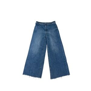 OAT New York Size  12/31 Wide Leg Jeans Medium Wash Raw Hem High Rise